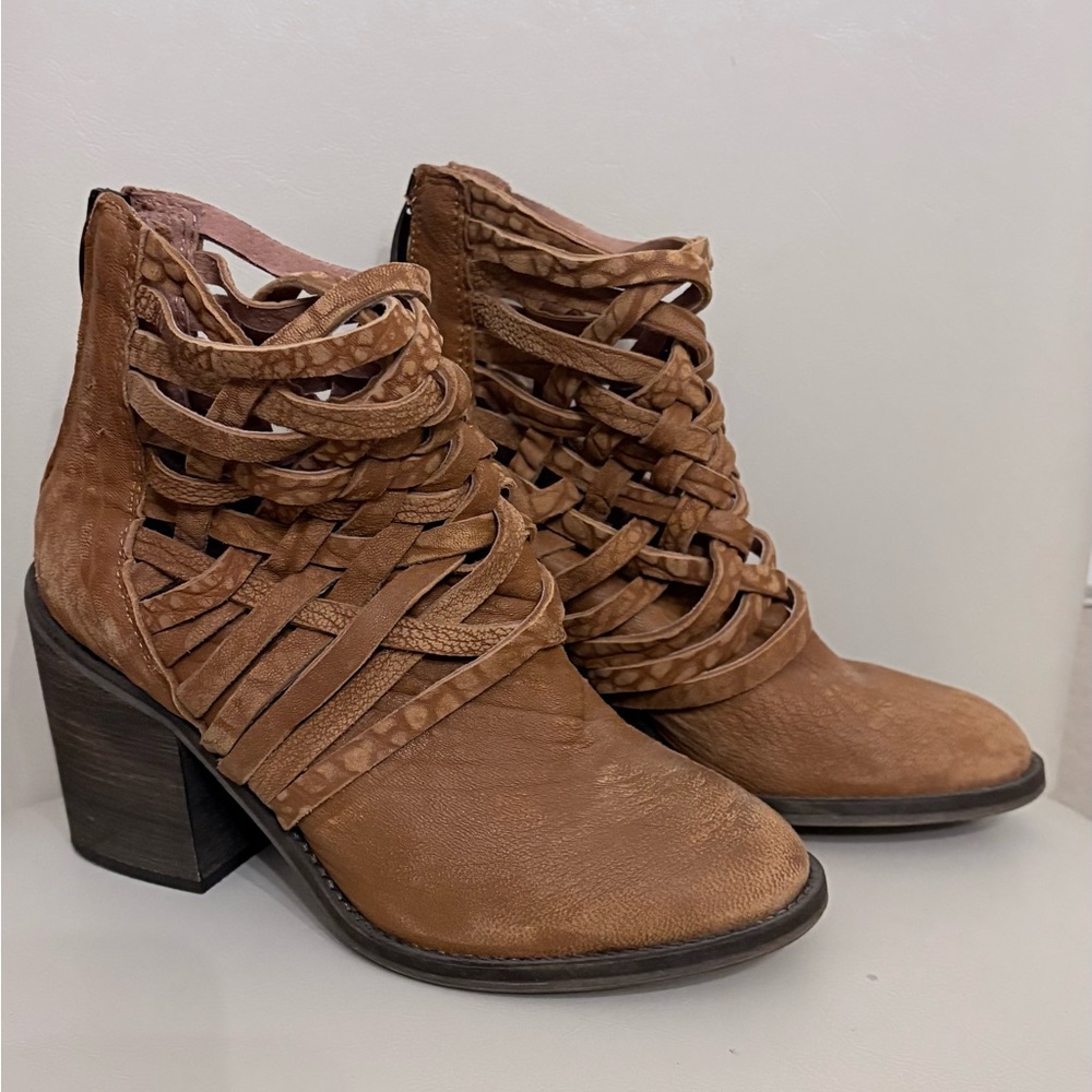 Free People Brown Woven Ankle Boots